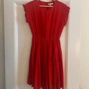Madewell Silk Drop-Pleated Red Dress, size 0